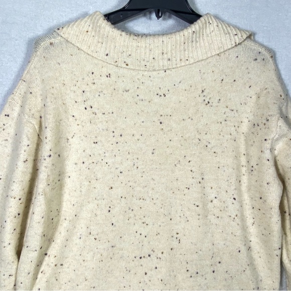 C&C California Johnny Collar Sweater Womens 1X Cream Speckled Oversized Cozy NWT - Picture 7 of 13